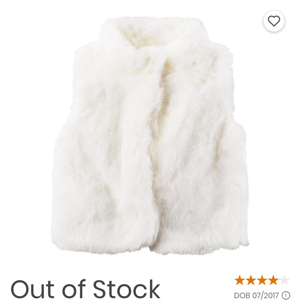 Carter’s 18 Month girl white faux fur vest